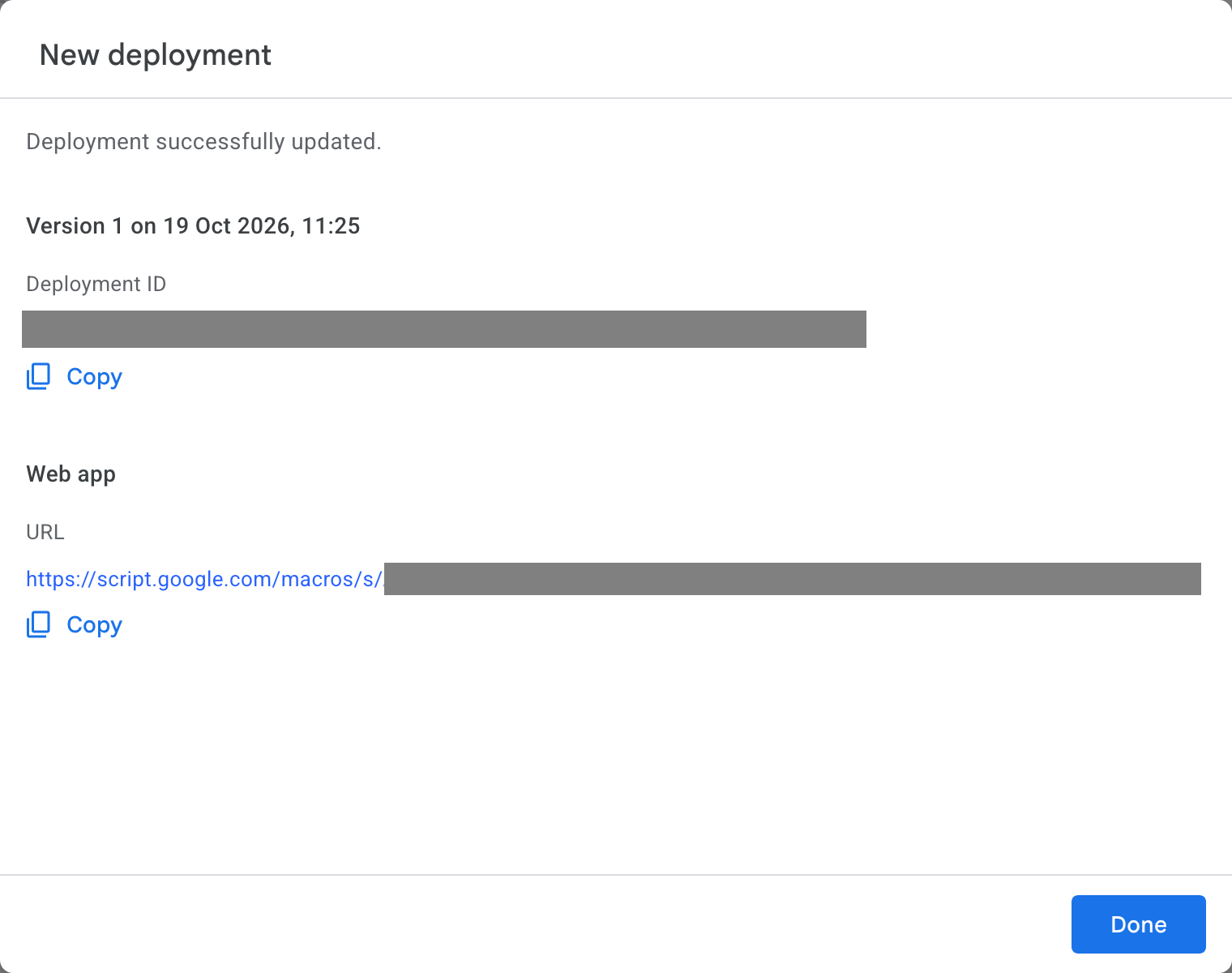 The Web app URL ending in /exec