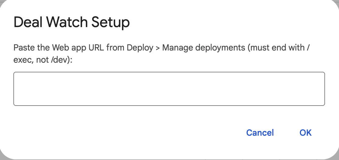Setup prompting for the Web app URL