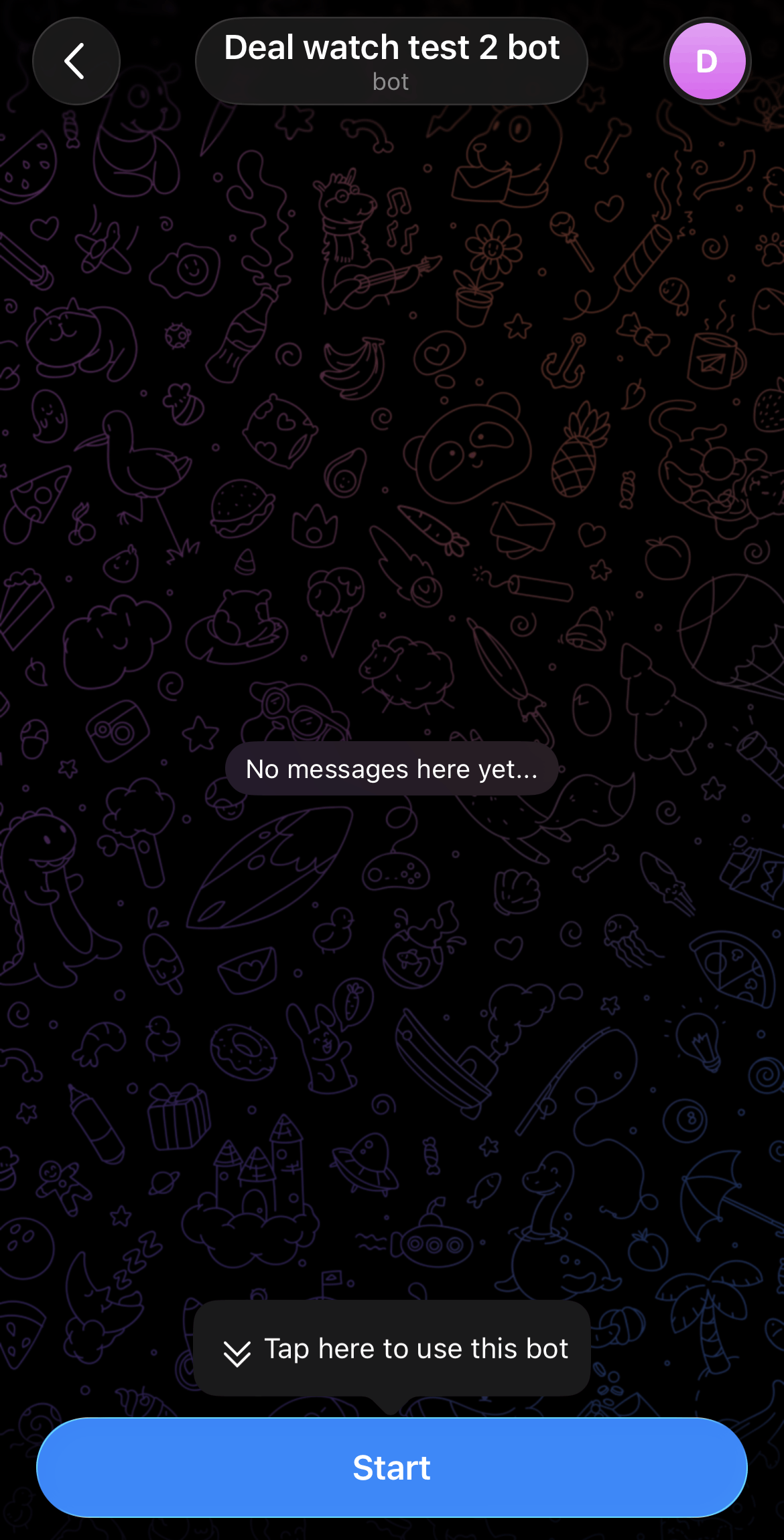 Setup showing the one-time Telegram bind link
