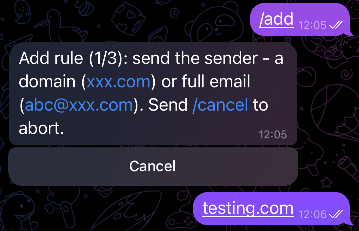 Add rule prompting for a sender
