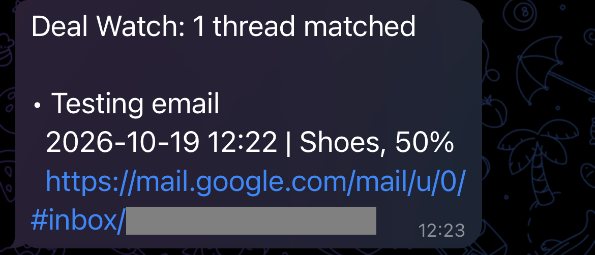 A digest message with thread links